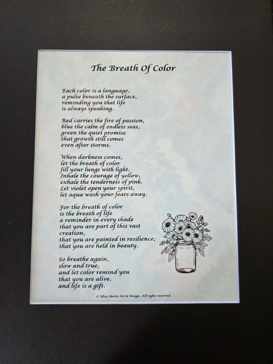 The Breath of Color- 11x14 Matted Poem