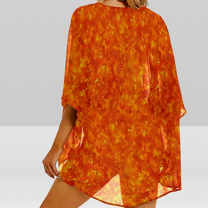 Orange Sunset Short Kimono | Women's Lightweight Boho Cover-Up