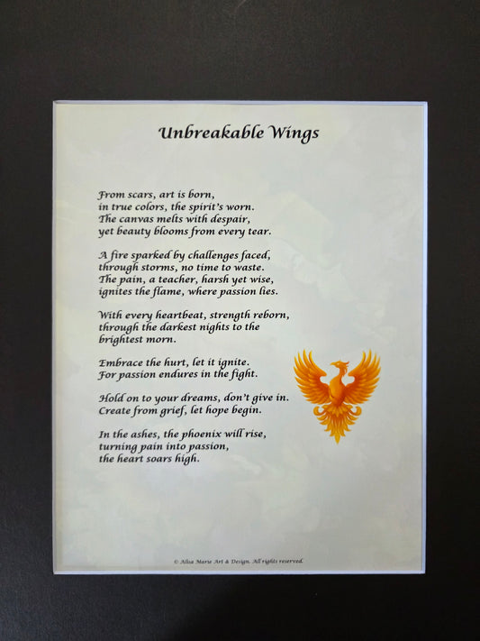 Unbreakable Wings - 11x14 Matted Poem