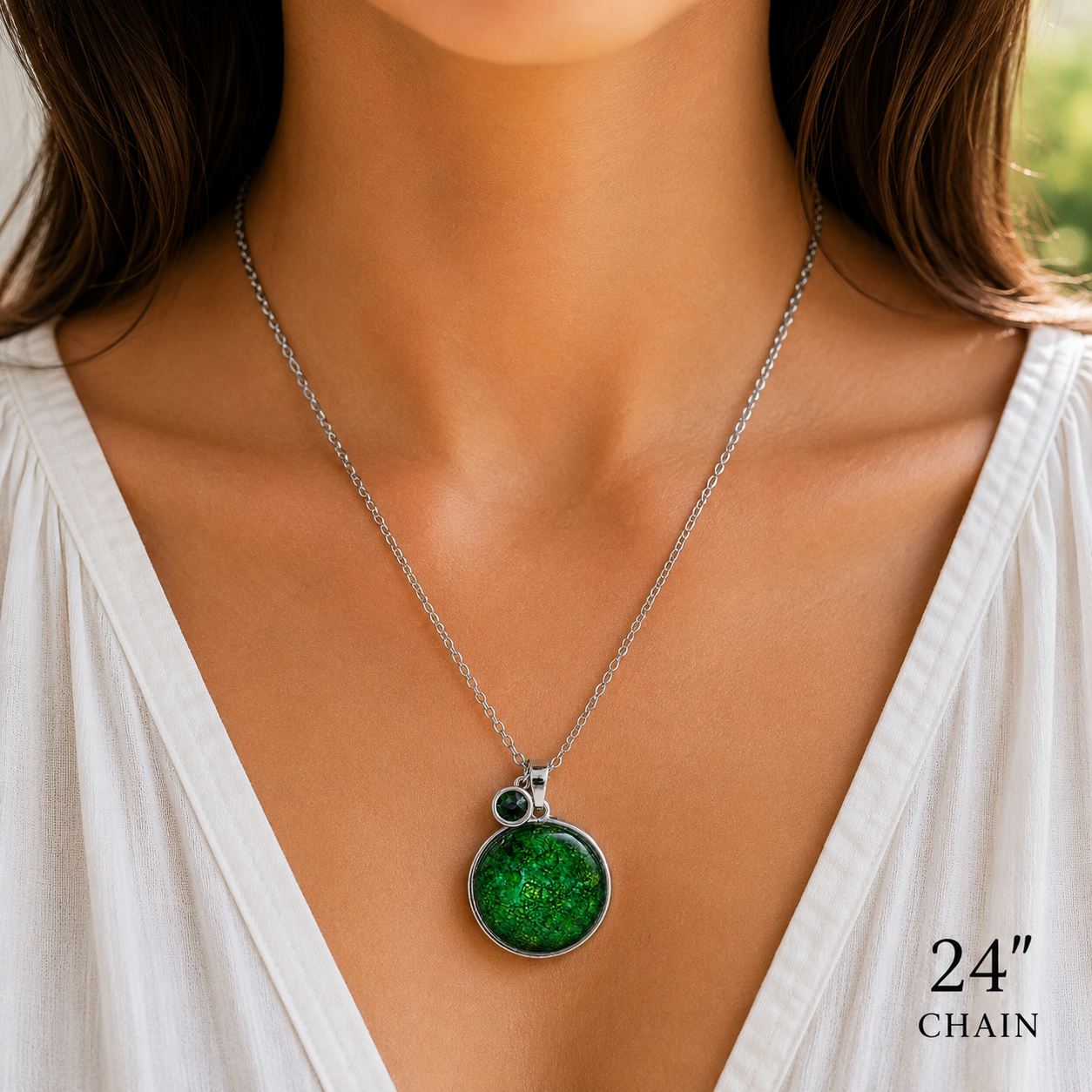 May Birthstone Necklace Gift Set | Emerald Pendant with Keepsake Card | Handmade Birthday Gift for Her