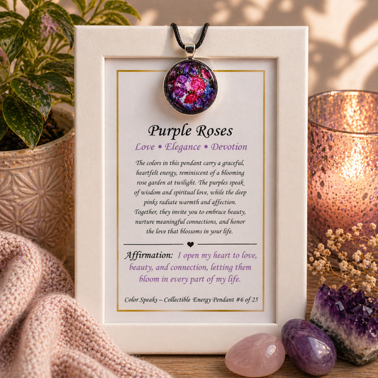 Purple Roses Pendant Card – Love • Elegance • Devotion