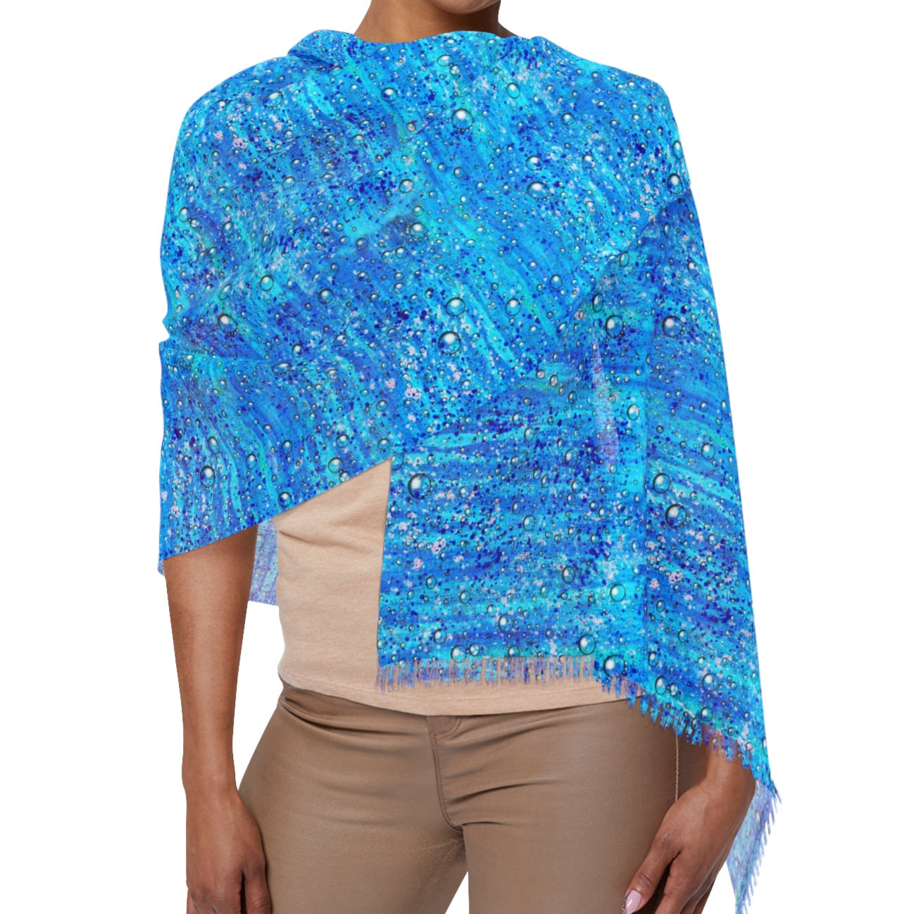 💙 Healing Rain Fringe Scarf - Renewal, Flow, Grace