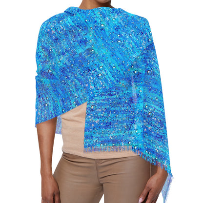 💙 Healing Rain Fringe Scarf - Renewal, Flow, Grace