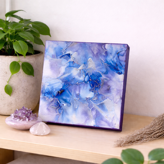Moonlight – Original Encaustic Painting (5×5 Abstract Art)