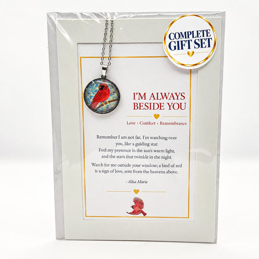 I'm Always Beside You Cardinal Remembrance Pendant Gift Set