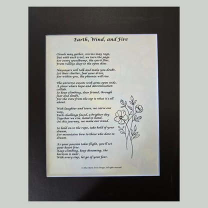 Earth, Wind and Fire- 11x14 Matted Poem