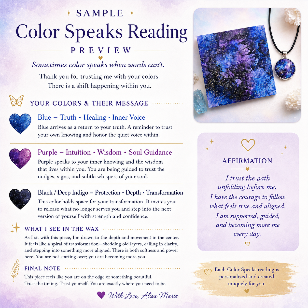 Color Speaks – Personalized Color Reading & Custom Artwork