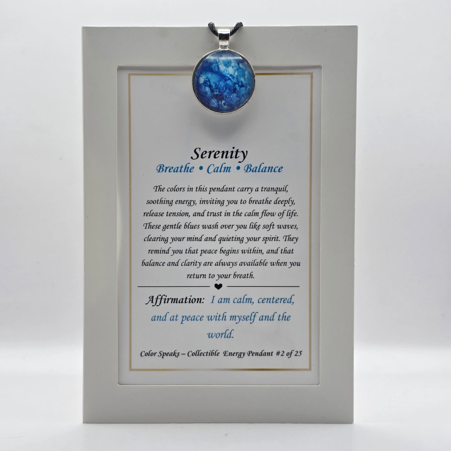 Serenity Pendant Card – Breathe • Calm • Balance