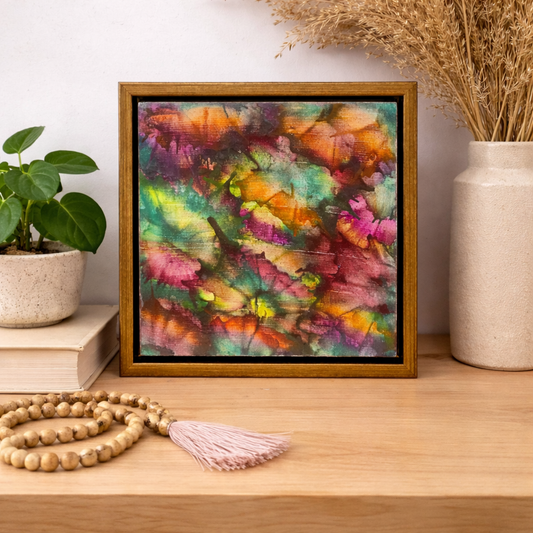 Turning of the Leaves – Framed Original Encaustic Abstract Painting (6×6)