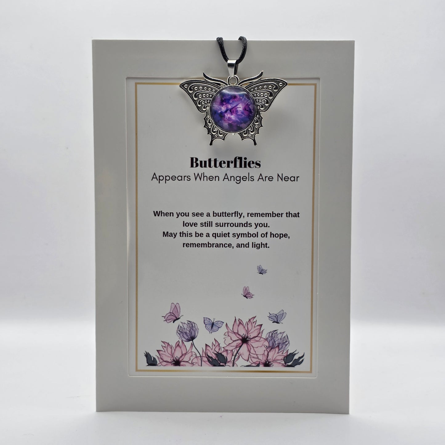 Butterfly Memorial Pendant – Sympathy Gift with Keepsake Card