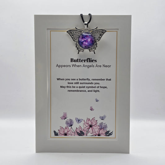 Butterfly Memorial Pendant – Sympathy Gift with Keepsake Card