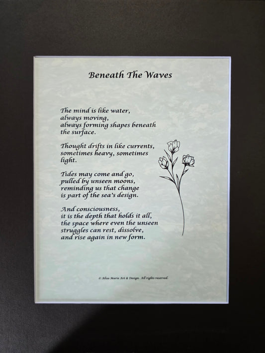 Beneath the Waves - 11x14 Matted Poem