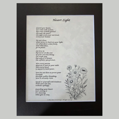 Heart Light- 11x14 Matted Poem