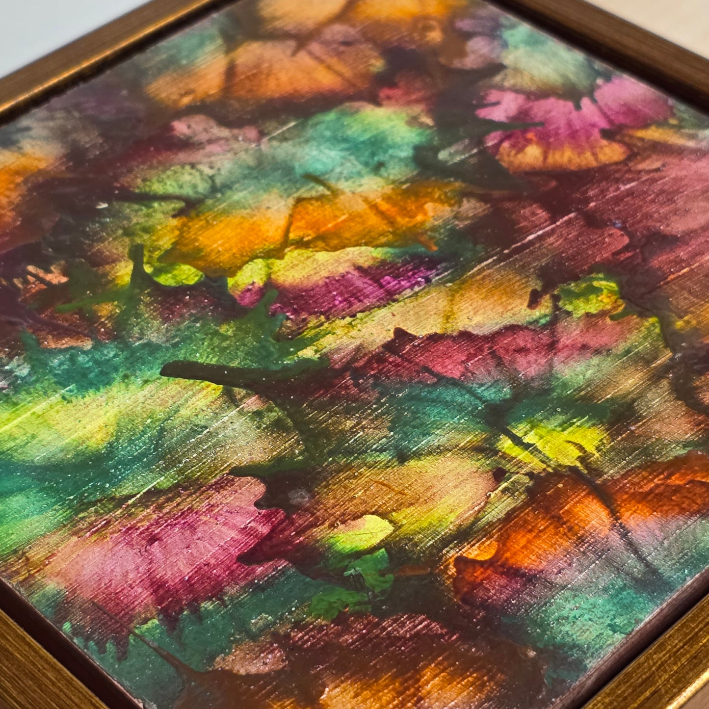 Turning of the Leaves – 6×6 Encaustic Original