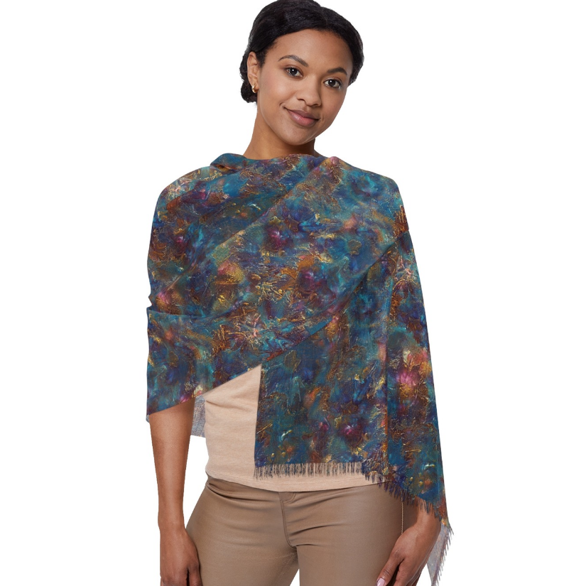 Sapphire Mist Wearable Art Scarf