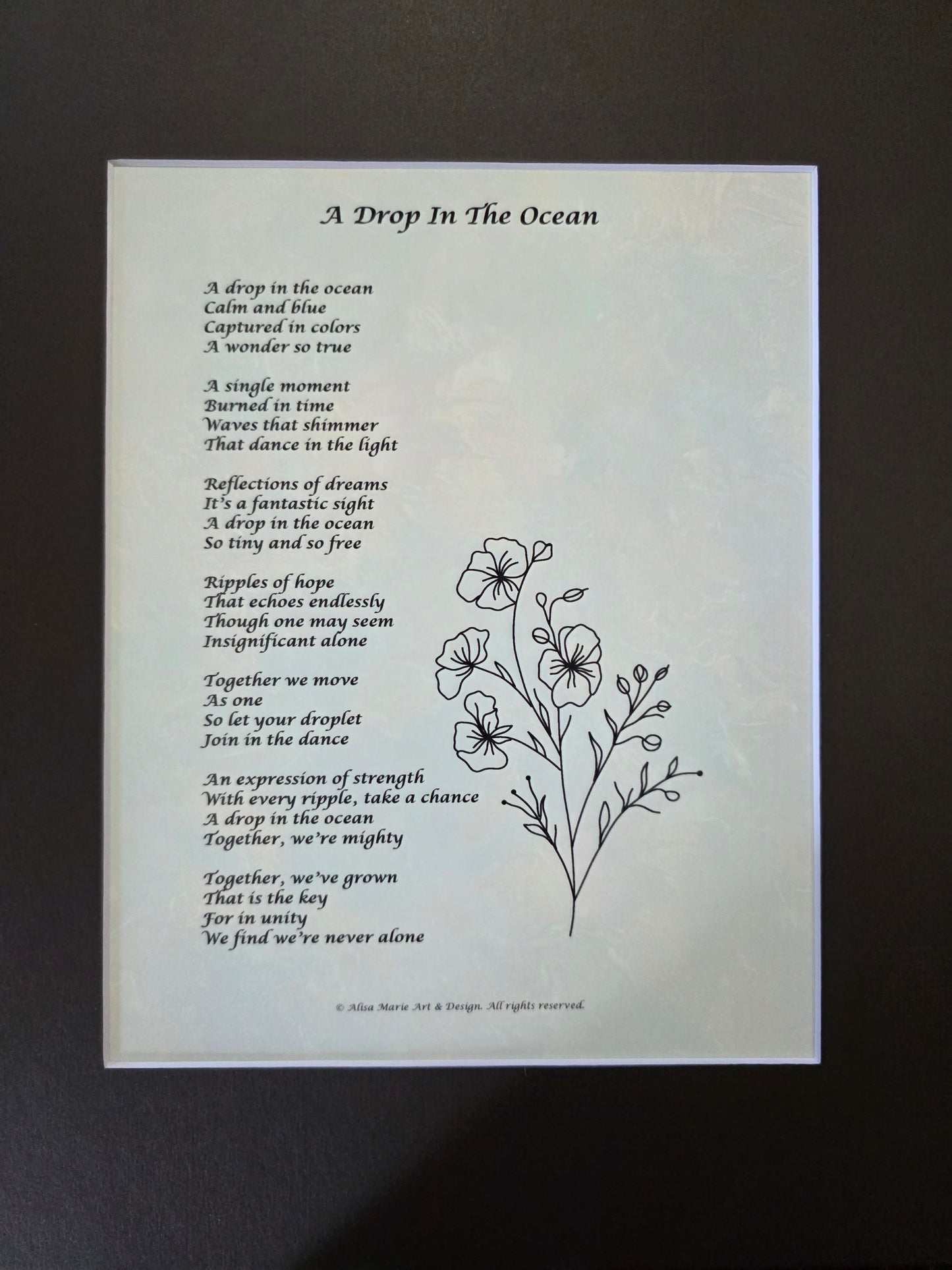 A Drop in the Ocean - 11x14 Matted Poem