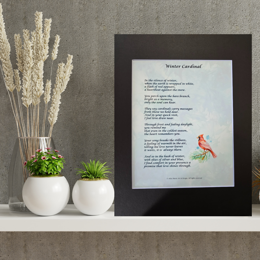 Winter Cardinal - 11x14 Matted Poem