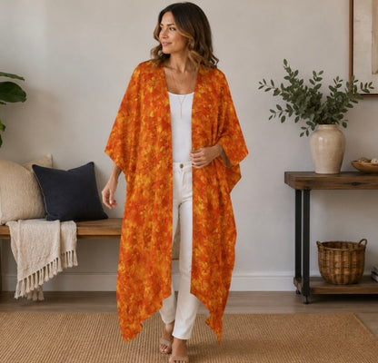 Orange Sunset Kimono | Women's Lightweight Boho Cover-Up