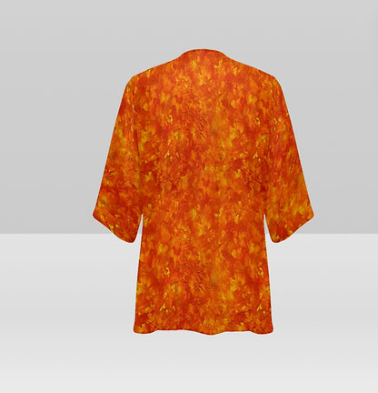 Orange Sunset Short Kimono | Women's Lightweight Boho Cover-Up
