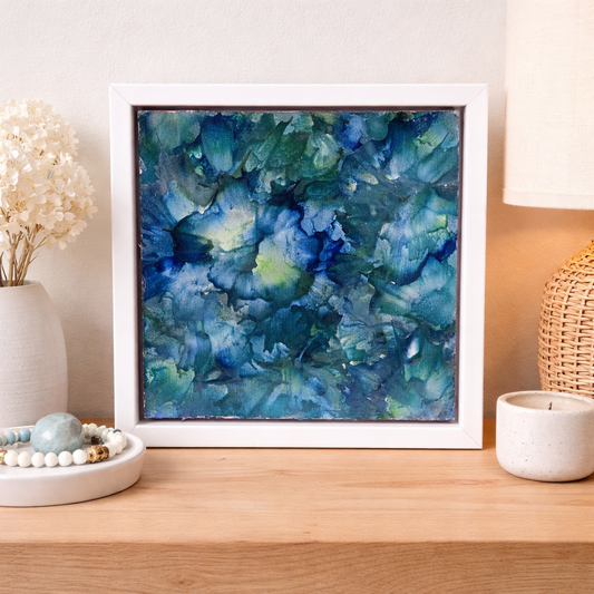 Tranquility –  Framed Original Encaustic Abstract Painting (6×6)