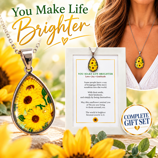 You Make Life Brighter Sunflower Pendant Gift Set