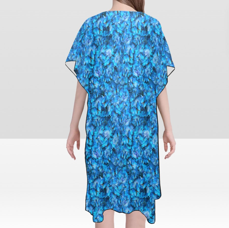 Blue Butterfly One Size Kimono| Women's Lightweight Boho Cover-Up