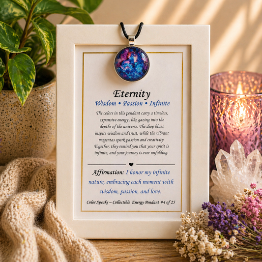 Eternity Pendant Card – Wisdom • Passion • Infinite