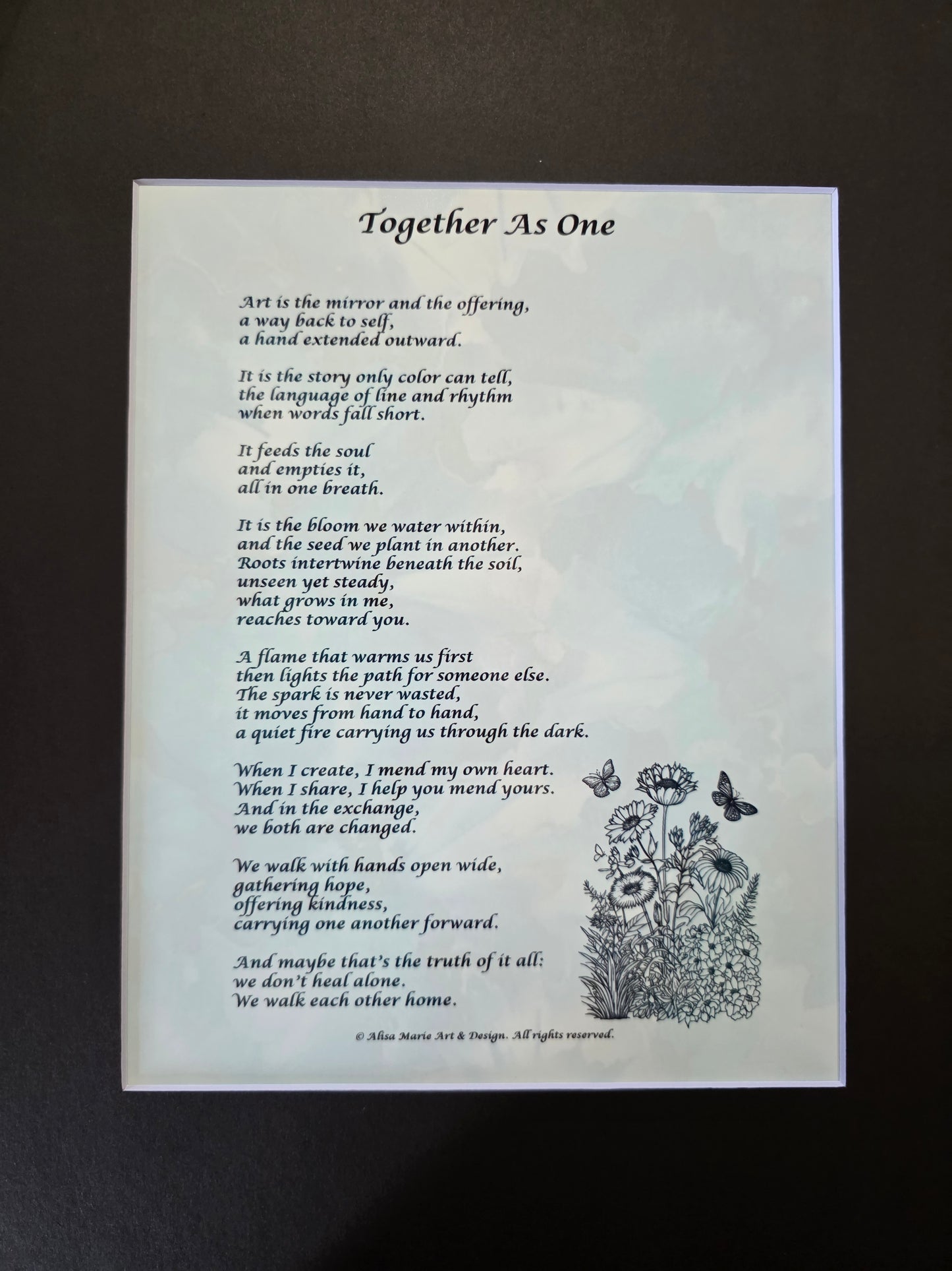 Together As One - 11x14 Matted Poem