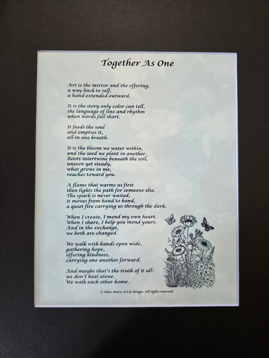 Together As One - 11x14 Matted Poem