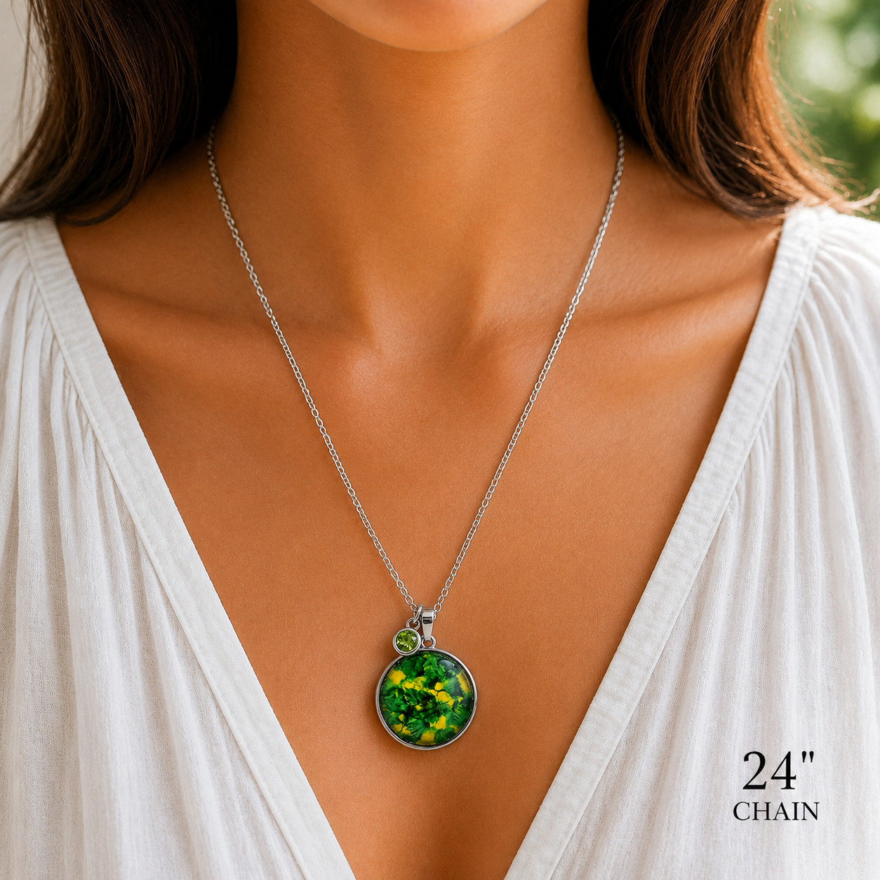 August Birthstone Necklace Gift Set | Peridot Pendant with Keepsake Card | Handmade Birthday Gift for Her