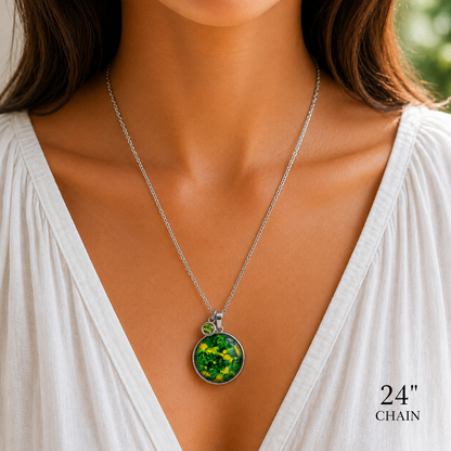 August Birthstone Necklace Gift Set | Peridot Pendant with Keepsake Card | Handmade Birthday Gift for Her