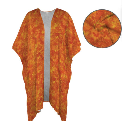 Orange Sunset Kimono | Women's Lightweight Boho Cover-Up
