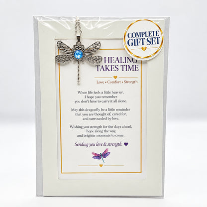 Healing Takes Time Dragonfly Pendant Gift Set