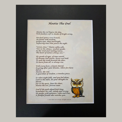 Hootie the Owl - 11x14 Matted Poem