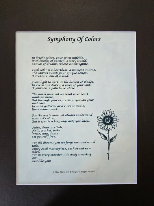 Symphony of Colors- 11x14 Matted Poem