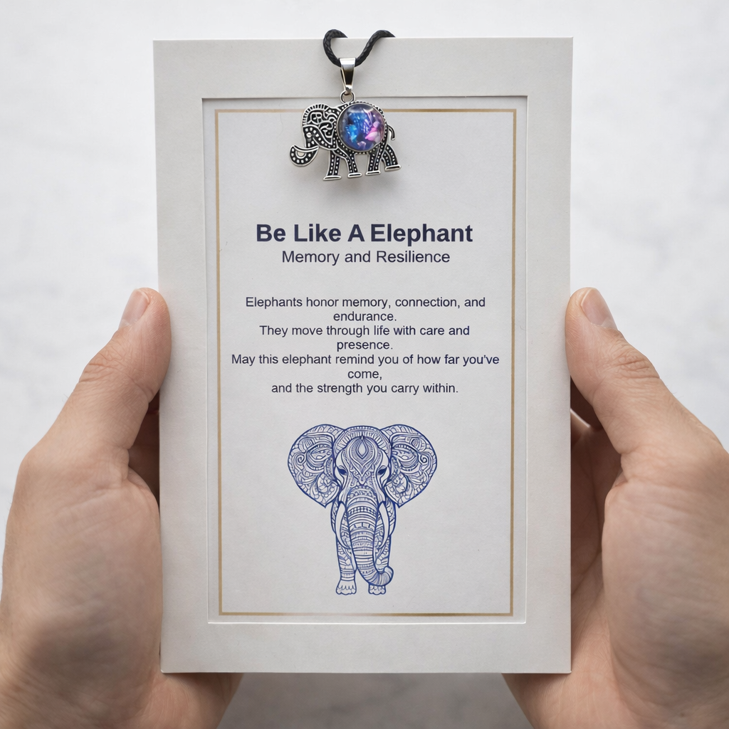 Elephant Keepsake Pendant Card – Memory, Resilience & Inner Strength Gift