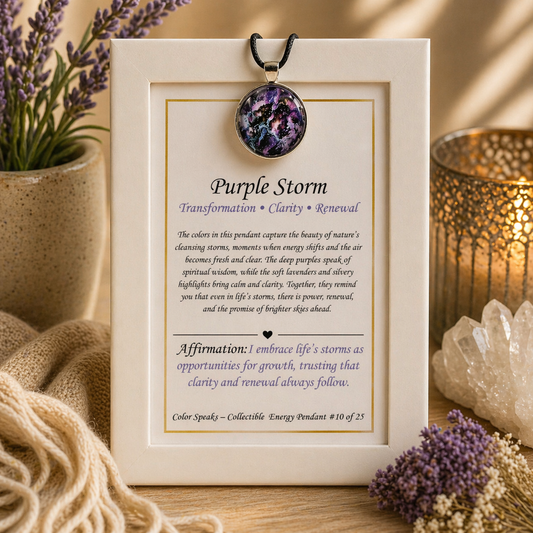 Purple Storm Pendant Card – Transformation • Clarity • Renewal
