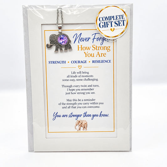 Never Forget How Strong You Are Elephant Art Necklace