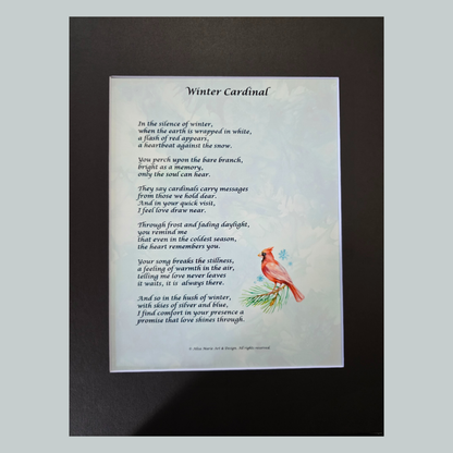 Winter Cardinal - 11x14 Matted Poem