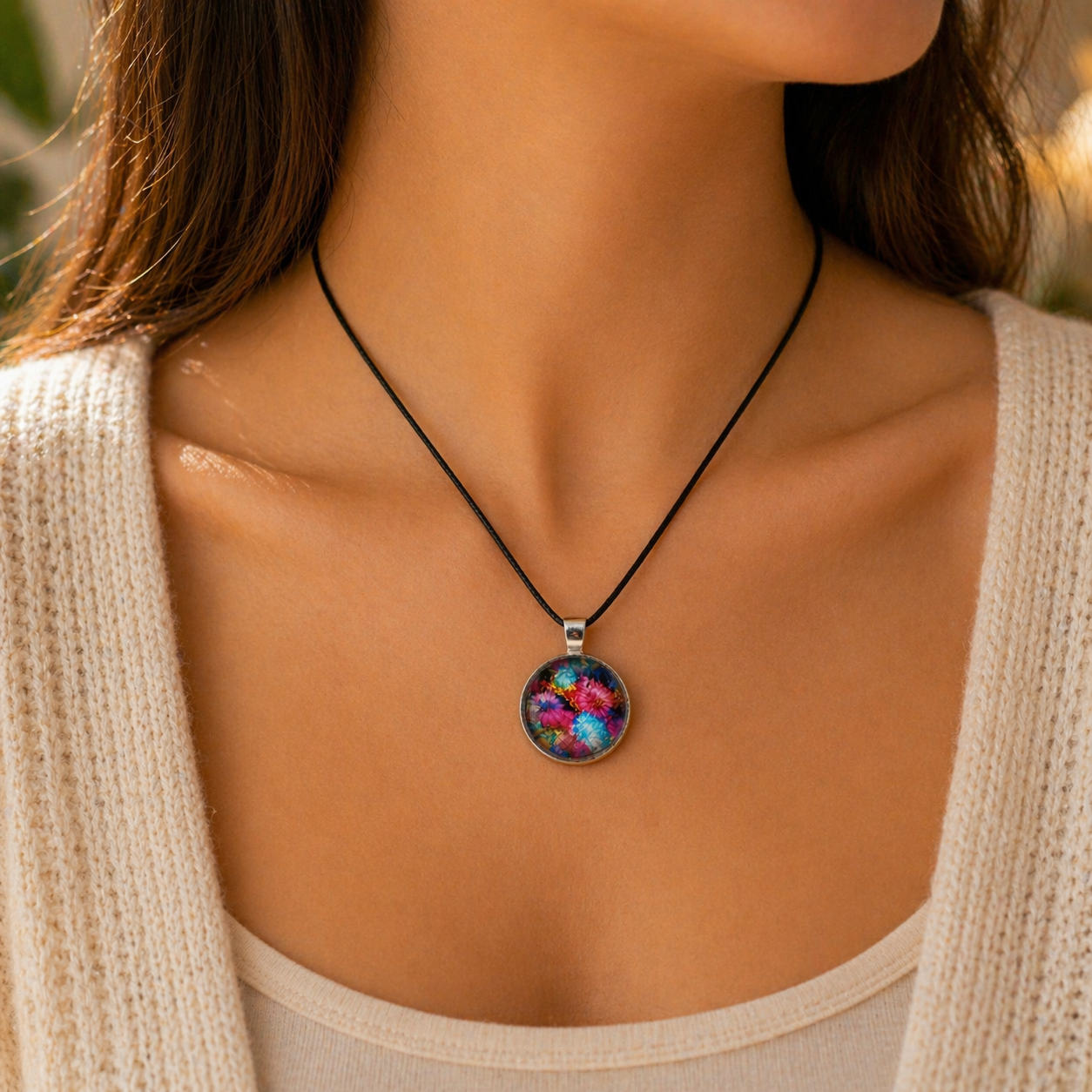 Grateful Flower Pendant Card – Compassion • Peace • Joy