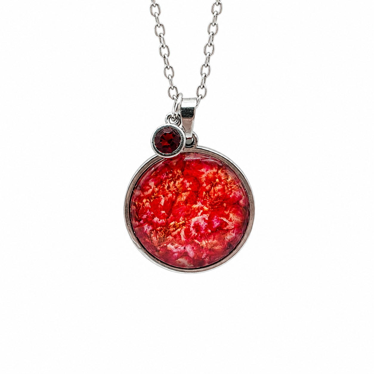 July Birthstone Necklace Gift Set | Ruby Pendant with Keepsake Card | Handmade Birthday Gift for Her