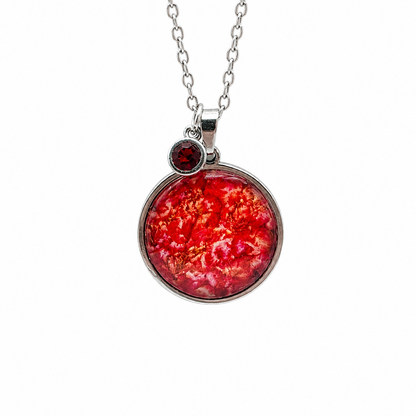 July Birthstone Necklace Gift Set | Ruby Pendant with Keepsake Card | Handmade Birthday Gift for Her