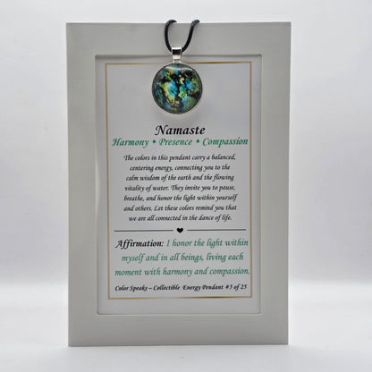 Namaste Pendant Card – Harmony • Presence • Compassion