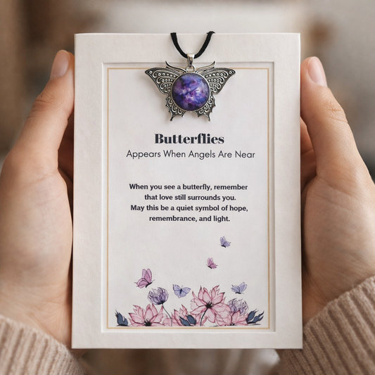 Butterfly Memorial Pendant – Sympathy Gift with Keepsake Card