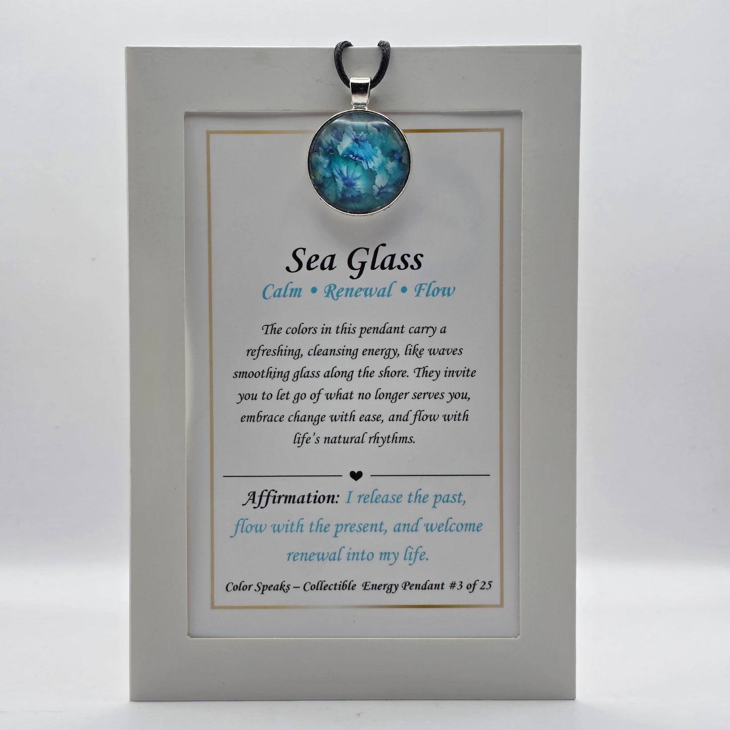Sea Glass Pendant Card – Calm • Renewal • Flow