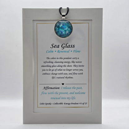 Sea Glass Pendant Card – Calm • Renewal • Flow