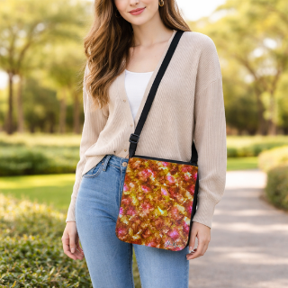 Limited Edition Autumn Sunset Crossbody Bag – Warm Floral Wearable Art Purse