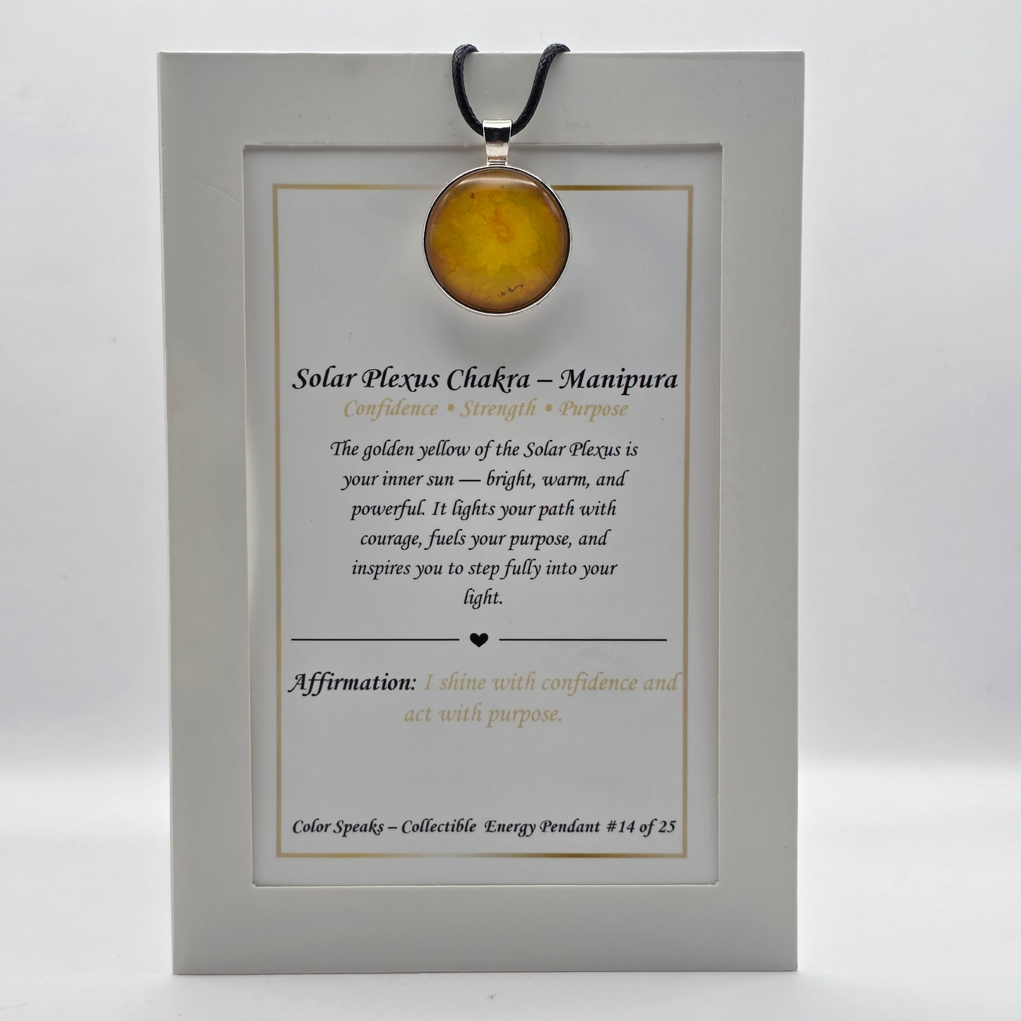 Solar Plexus Chakra Pendant Card – Manipura – Confidence • Strength • Purpose
