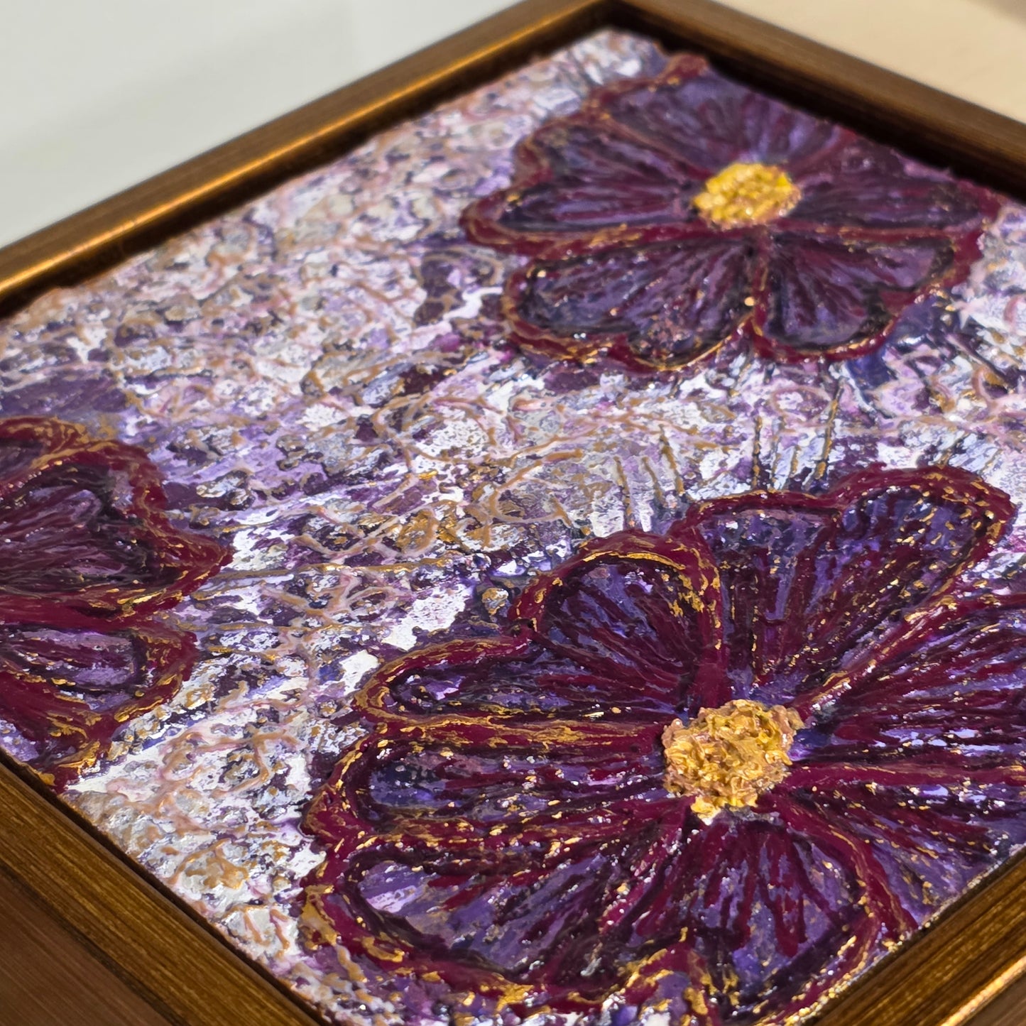 Royal Blossoms – 6×6 Encaustic Original