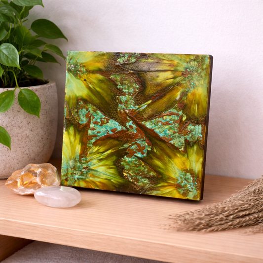 Spirit of the Woods  – Original Encaustic Painting  (5×5 Abstract Art)